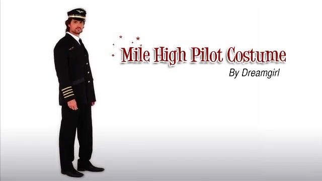 This mens pilot costume will have you flying the skies over a mile high this Halloween.  Pair with an Pan-Am retro flight attendant for a great couples costume idea.
